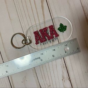Alpha Kappa Alpha Sorority Incorporated Clear Glitter Keychain Brand New